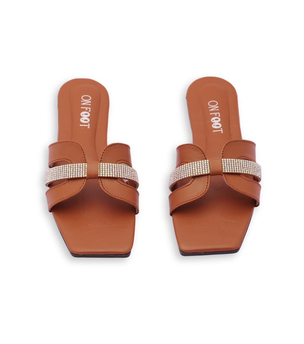 Women's Pink Crystal Glide Slides – Elegant Rhinestone Flat Sandals