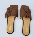 Women's Brown Woven Bow Slipper