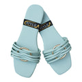 Women's [Color] Big Strappy Flat Sandals – Stylish Casual Comfort Slides